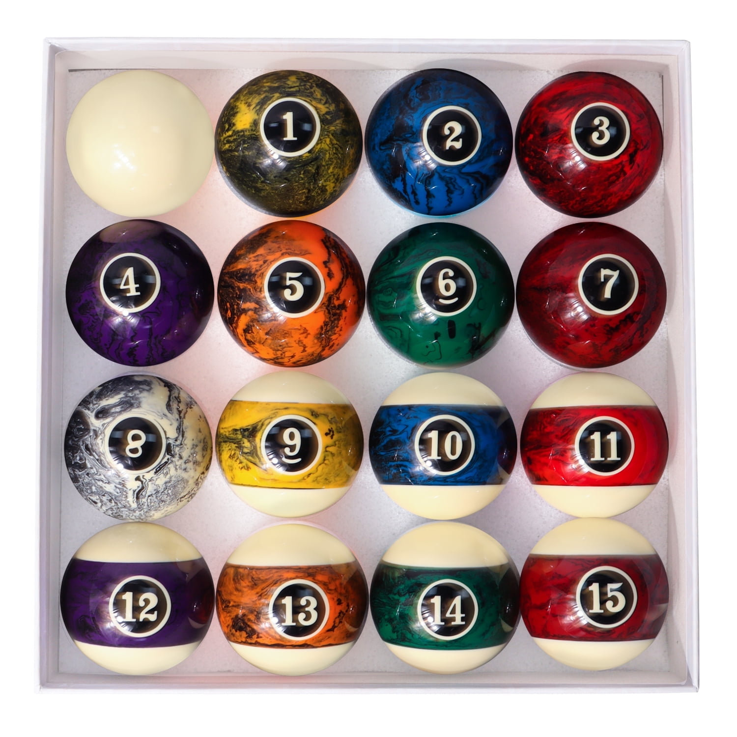 GSE Games & Sports Expert 2-1/4" Professional Regulation Size Billiard Pool Ball Set for Pool Table, Great for Game Rooms, Bars - Dark Marble Swirl Style