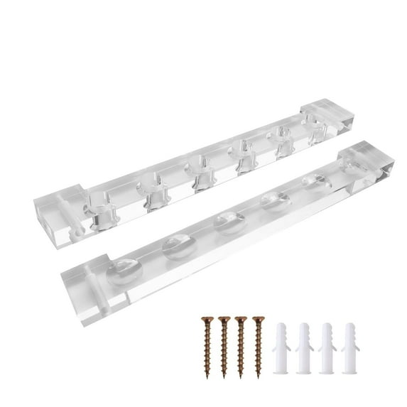 GSE Games & Sports Expert 2-Piece Acrylic Wall Mounted Billiard Cue Rack. Pool Cue Stick Rack with Screw Fitting for Game Room, Home, Bar - 6 Pool Cue