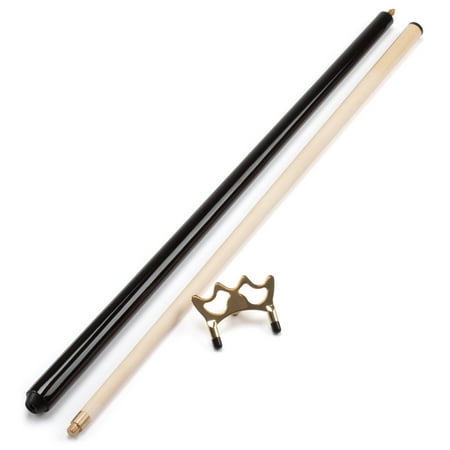 GSE Games & Sports Expert 2-Piece Billiard Pool Cue Stick and Brass Metal Screw-on Bridge Head Set. Portable Pool Cue Accessory for Pool Table