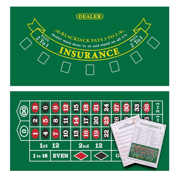 GSE Games & Sports Expert 36"x72" Blackjack & Roulette Layout Felt, 2-Sided Las Vegas Casino Style Black Jack & Roulette Tabletop Mat for Casino Game Night