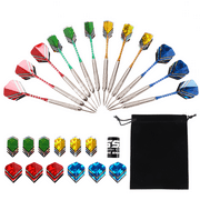 GSE Games & Sports Expert 24 Grams Classic Professional Stainless Steel Metal Tip Darts Set with Dart Sharpener, Extra Shafts and Extra Flights for Game Room, Bar - 12Pack