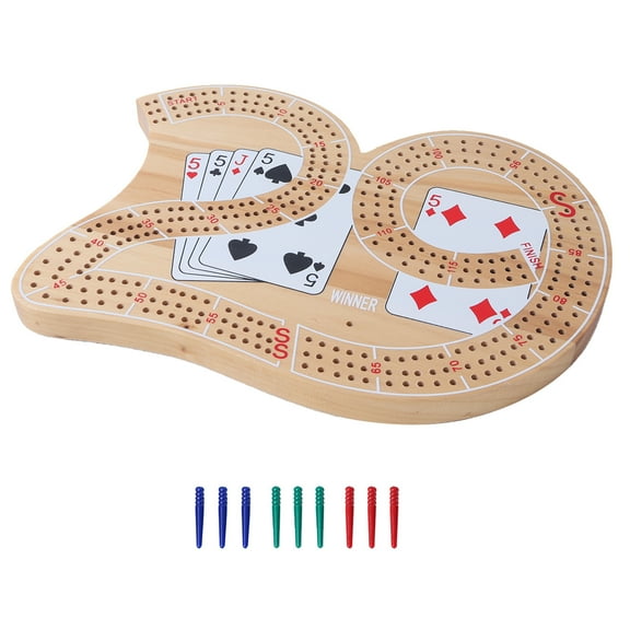 GSE Games & Sports Expert 3-Track Classic Wooden 29 Cribbage Board Game. Classic Three-Person Cribbage Board Family Game with 9 Plastic Pegs for Kids and Adults