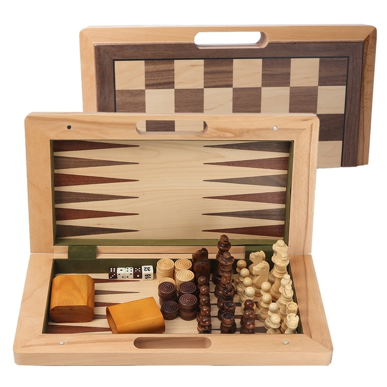 Chess Wooden Wooden Checker Board Solid Wood Pieces Folding Chess