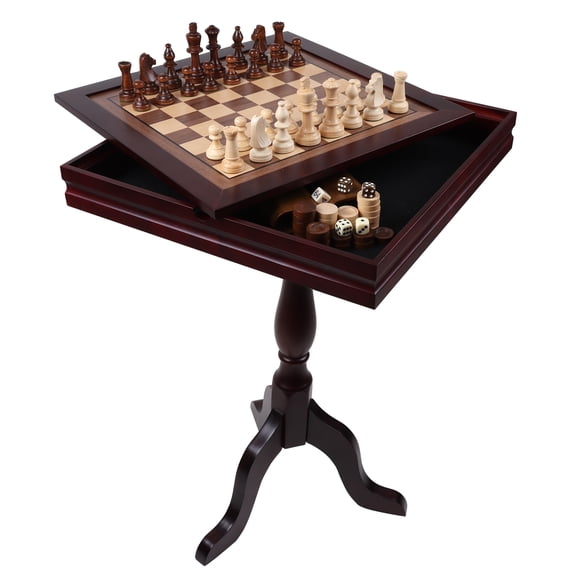 GSE Games & Sports Expert 3-in-1 Wooden Chess Checkers Backgammon Table, Tabletop Combo Board Game Set for Home Decoration and Family Board Game
