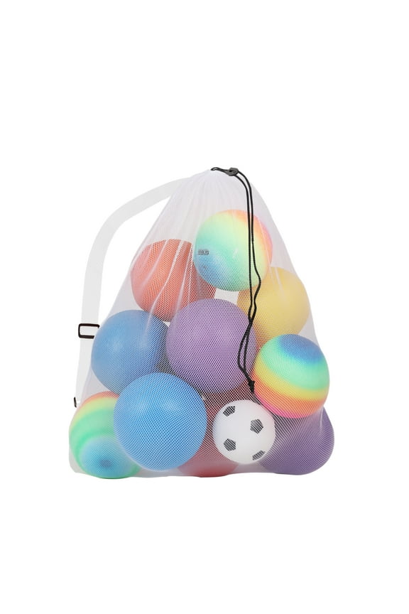 30" x 40" Extra-Large Mesh Drawstring Shoulder Bag, Mesh Sport Equipment Bag Perfect for Sport Ball,Beach Trips,Swimming,Camping Gear,Outdoor Travel - White