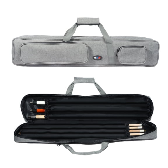 GSE Games & Sports Expert 3x4 Soft Nylon Billiard Pool Cue Case. Waterproof Billiard Pool Cue Stick Carrying Bag, Holds 3 Butts and 4 Shafts - Gray