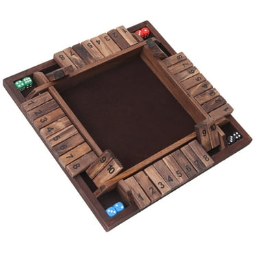 GSE Games & Sports Expert 4-Player 10 Numbers Wooden Shut the Box Dice Board Game with 8 Dices. Classic Tabletop Version of Popular English Pub Game