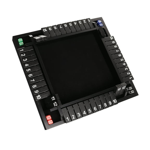 GSE Games & Sports Expert 4-Player 12 Numbers Wooden Shut The Box Dice Board Game with 8 Dices Classic Tabletop Version of Popular English Pub Game - Black