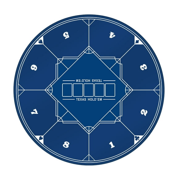 GSE Games & Sports Expert 47" x 47" Professional Casino Blue Round Texas Hold'em Layout Mat, Texas Hold'em Felt for Parties, Home Entertainment, Game Night
