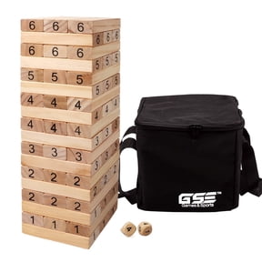 GSE Giant Tumbling Timbers with Carrying Case. Starts at 2.6 feet tall and Builds to Over 5 feet, Classic Block Outdoor Game