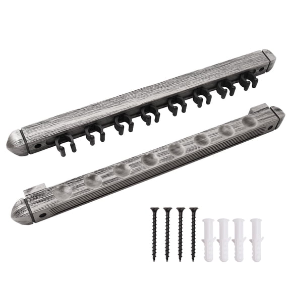 GSE Games & Sports Expert 6/8/12 Wall Mounted Billiard Cue Rack. Pool Cue Stick Rack with Screw Fitting for Game Room, Home, Bar - 8 Cue Brushed Gray