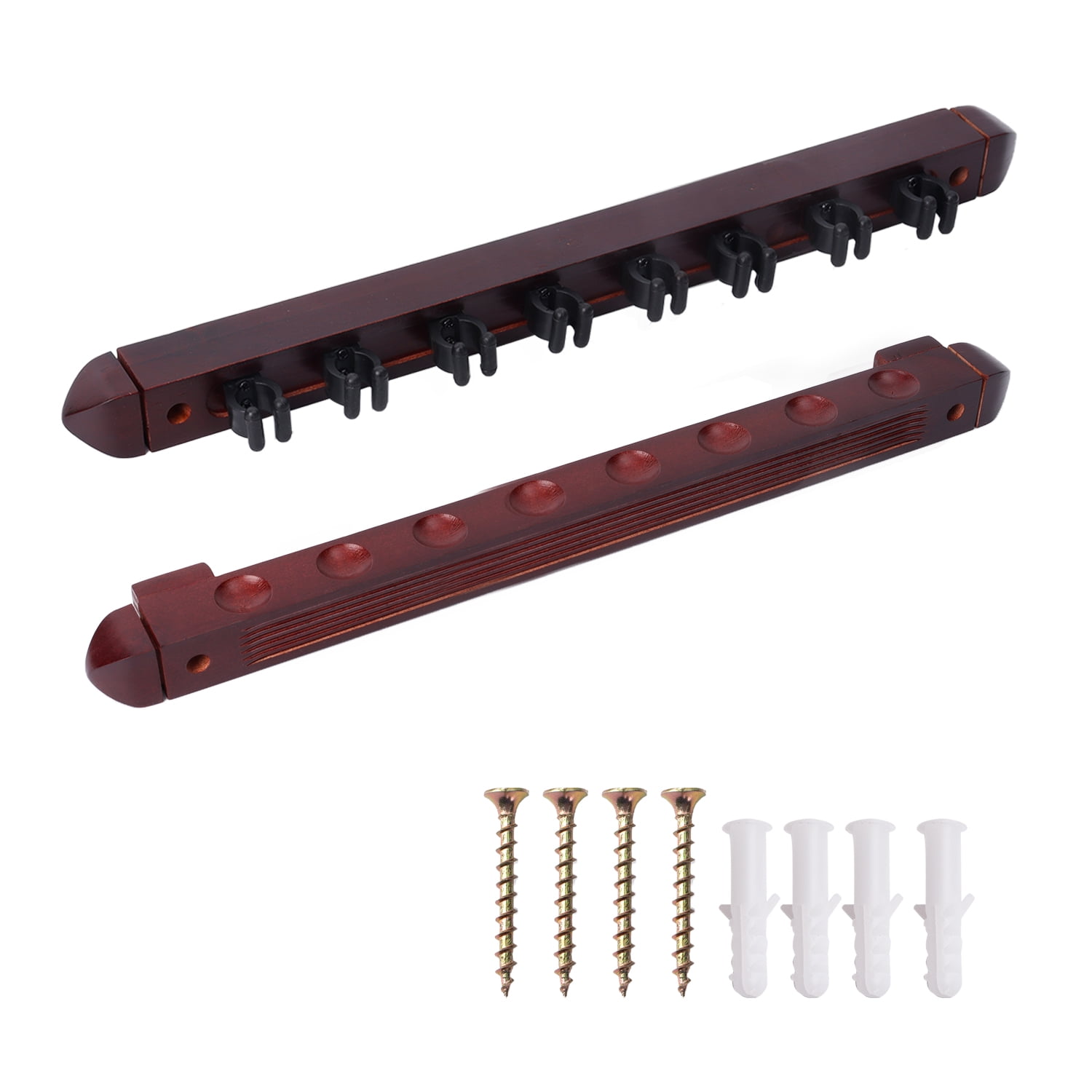 Mahogany 2-Piece Wall Mounted Pool Cue Rack for 8 Sticks