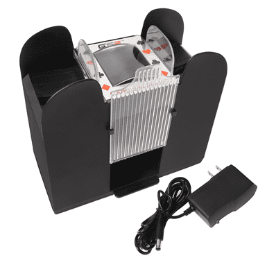 GSE 6-Deck Automatic Card Shuffler, AC/DC-Power & Battery-Operated Electric Shuffler Machines for Playing Cards, Blackjack, Texas Hold'em, Canasta, Bridge, Rummy, UNO