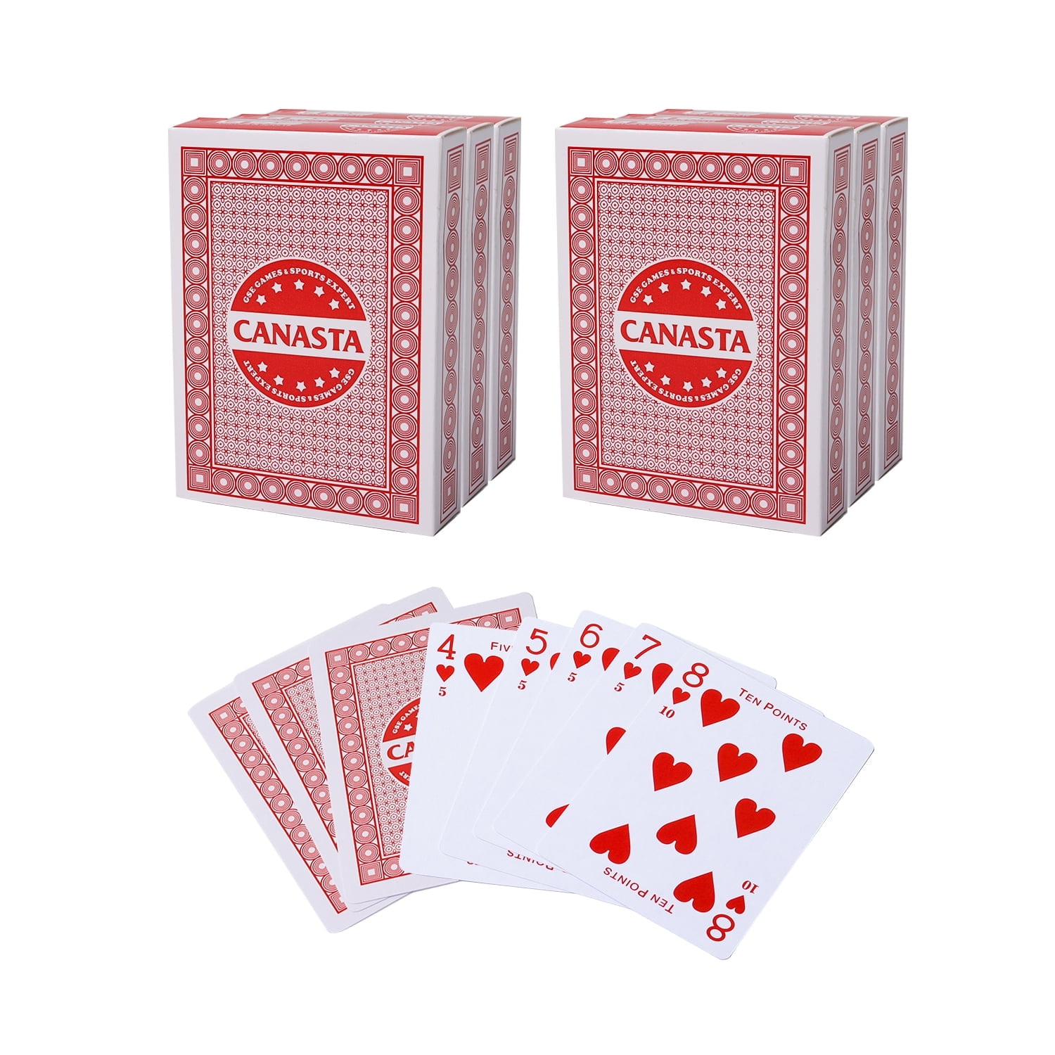 GSE Games & Sports Expert 6 Decks Canasta Card Set with Point Values