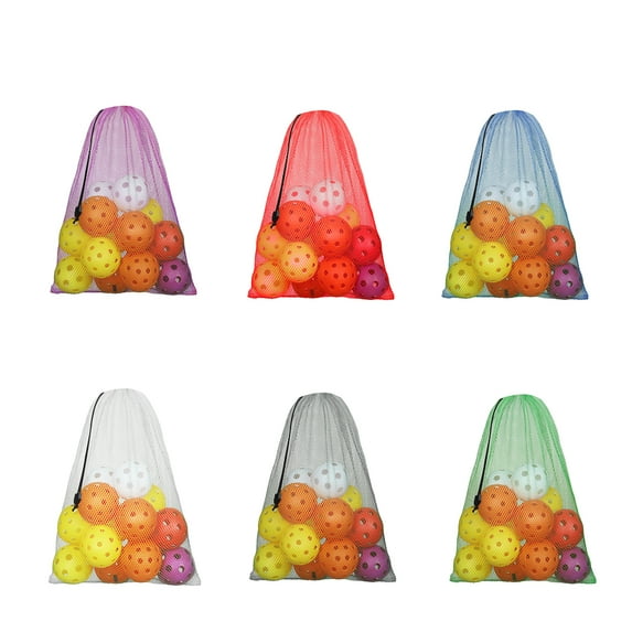 GSE Games & Sports Expert 6 Pack 18"x12" Mesh Drawstring Bag. Outdoor Sports Equipment Bag for Sport Balls, Laundry, Travel, Gym and Collecting Toys - Multi Color