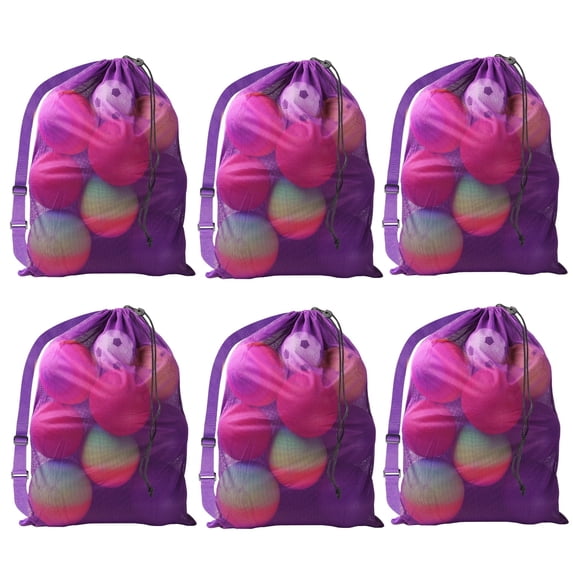 30"x40" Extra-Large Mesh Drawstring Bags, Heavy-Duty Sport Equipment Storage Bags with Adjustable Shoulder Strap for Soccer, Basketball, Volleyball, Beach, Swimming Gear, Laundry