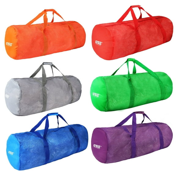 GSE Games & Sports Expert 6 Pack Large Mesh Duffel Bag with Zipper. Sport Equipment Scuba Bag for Sport Balls, Team Practice, Swimming Gear, Diving, Rafting, Water Sports - 6 Colors