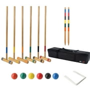 GSE Games & Sports Expert 6-Player Outdoor Yard Croquet Game Set with Wooden Mallets and Mutli-Color Croquet Ball. Great for Adults/Kids Family Gathering, Family Reunions, Party Game (Deluxe Set)