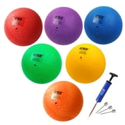 GSE Games & Sports Expert 7"/8.5" Classic Inflatable Playground Balls, Practice Kickball, Bouncy Dodgeball with Pump for Schools, Gymnasiums, Yoga Exercises, Outdoor Ball Game - 6 Pack Multi Color