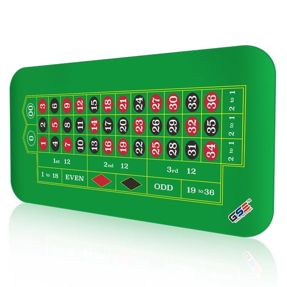 GSE Games & Sports Expert 70" x 35" Professional Casino Roulette Layout Mat with Carrying Bag, Poker Tabletop Felt for Poker Game Night