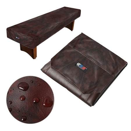 GSE Games & Sports Expert 9'/12'/14'/16' Waterproof Shuffleboard Table Cover, Heavy Duty Leatherette Table Cover for Pets Scratching, Dust, Spill Protection (Brown/Black)