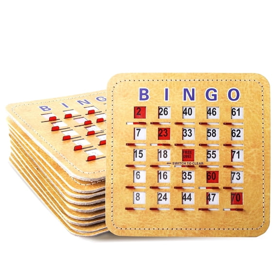 GSE Games & Sports Expert Bingo Cards, 5-Ply Stitched Shutter Bingo Cardboard with Fingertip Shutter Sliding Window for Bingo Game (10 Pack)