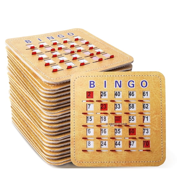 GSE Games & Sports Expert Bingo Cards, 5-Ply Stitched Shutter Bingo Cardboard with Fingertip Shutter Sliding Window for Bingo Game (100 Pack)