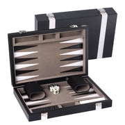 GSE Games & Sports Expert Premium Leather Backgammon Board Game Set. Classica Folding Backgammon Game with Game Pieces
