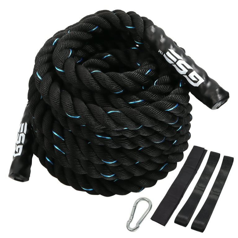 GSE Games & Sports Expert Blue Polyester Gym Rope. 1.5 Heavy Weighted  Workout Battle Rope with Anchor Strap. Great for Physical Education,  Strength