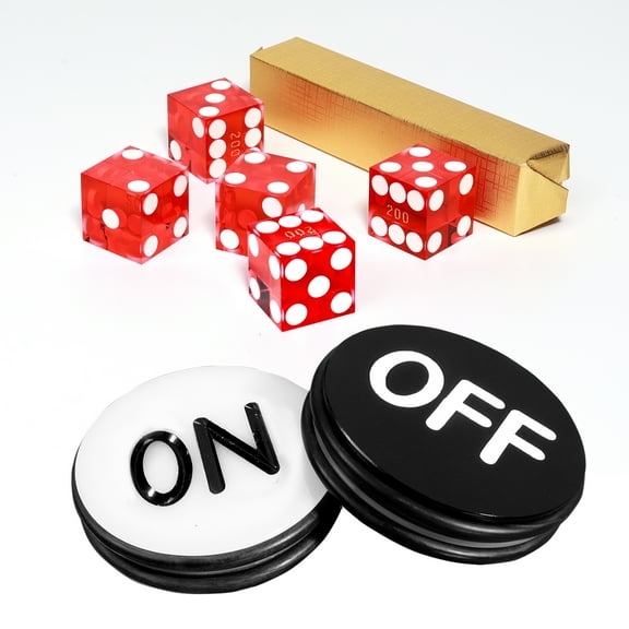 GSE Games & Sports Expert Casino Craps Game Set. Including 5 of 19mm Casino Dice, 3-Inch Craps On/Off Dealer Button - Red