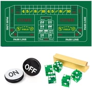 GSE Games & Sports Expert Casino Craps Table Top Game Set. Including 36x72 Craps Layout Felt, 5-Piece 19mm Casino Dice, Craps On/Off Puck Button