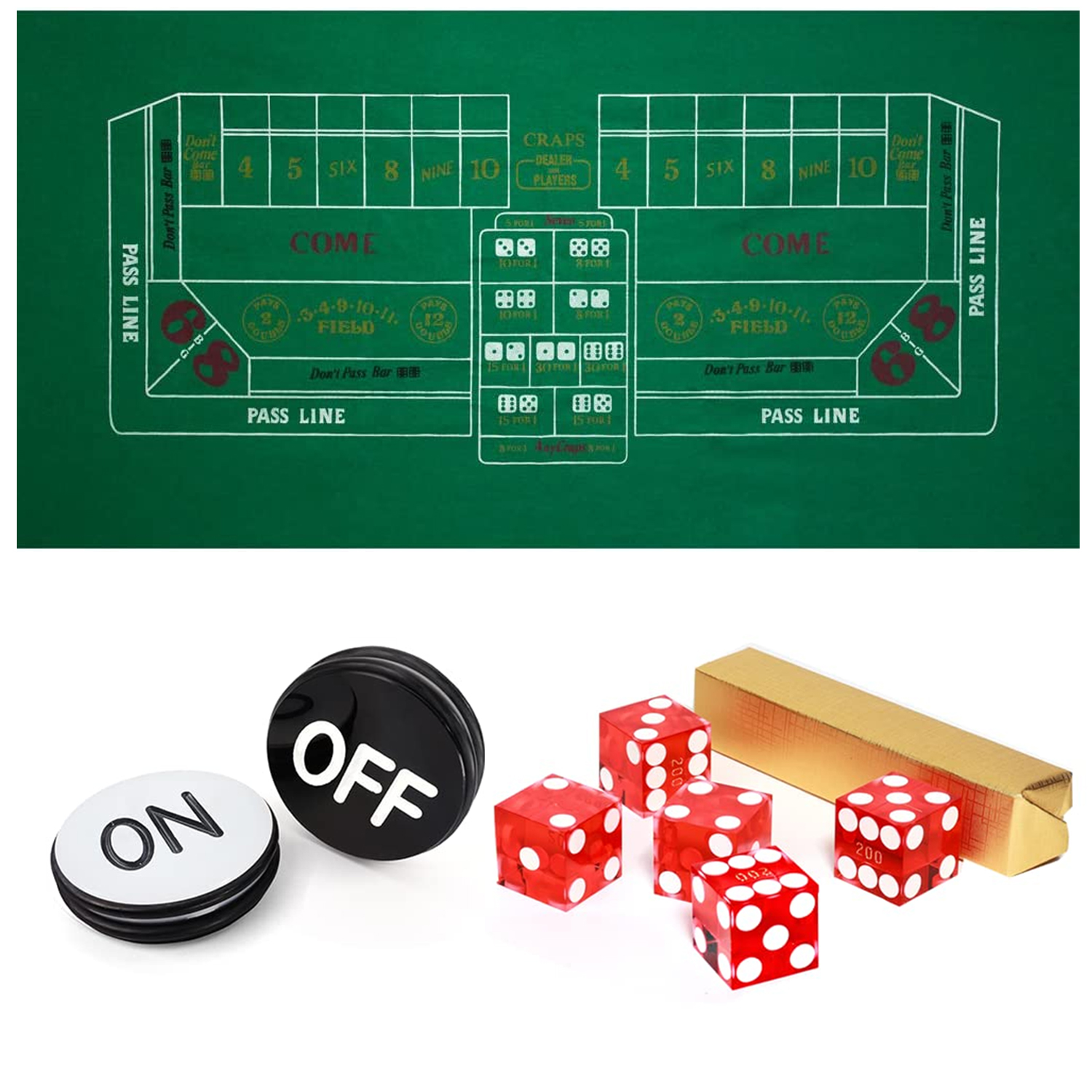 Tappetino Feltro Per Gioco Craps 88x88 Cm - Layout Tavolo Da Gioco Con Istruzioni