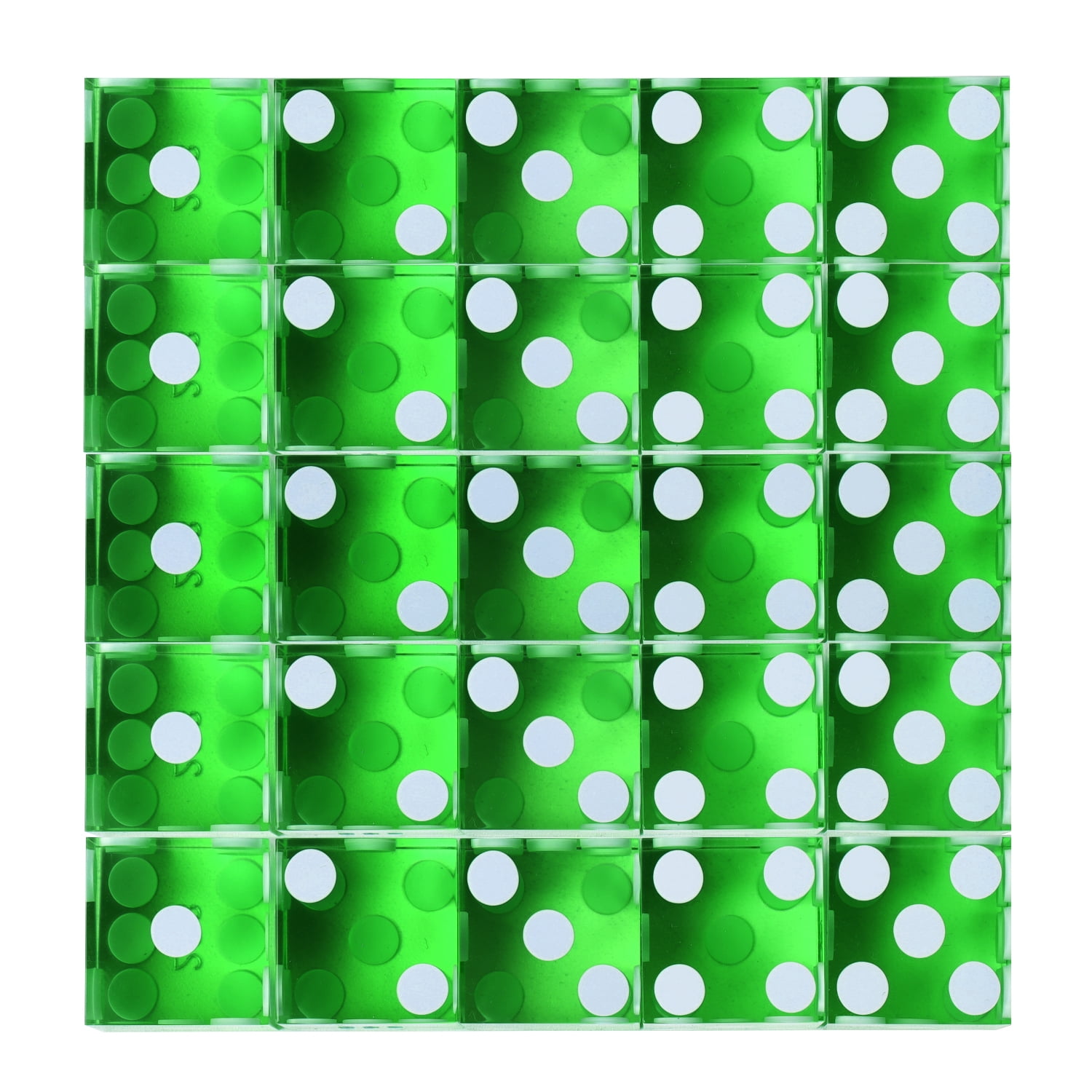 GSE Games & Sports Expert Casino Dice, Set of 25 19mm Vegas Casino Craps Dice for Dice Stacking, Yahtzee Dice Games, Other Dice Game - Green