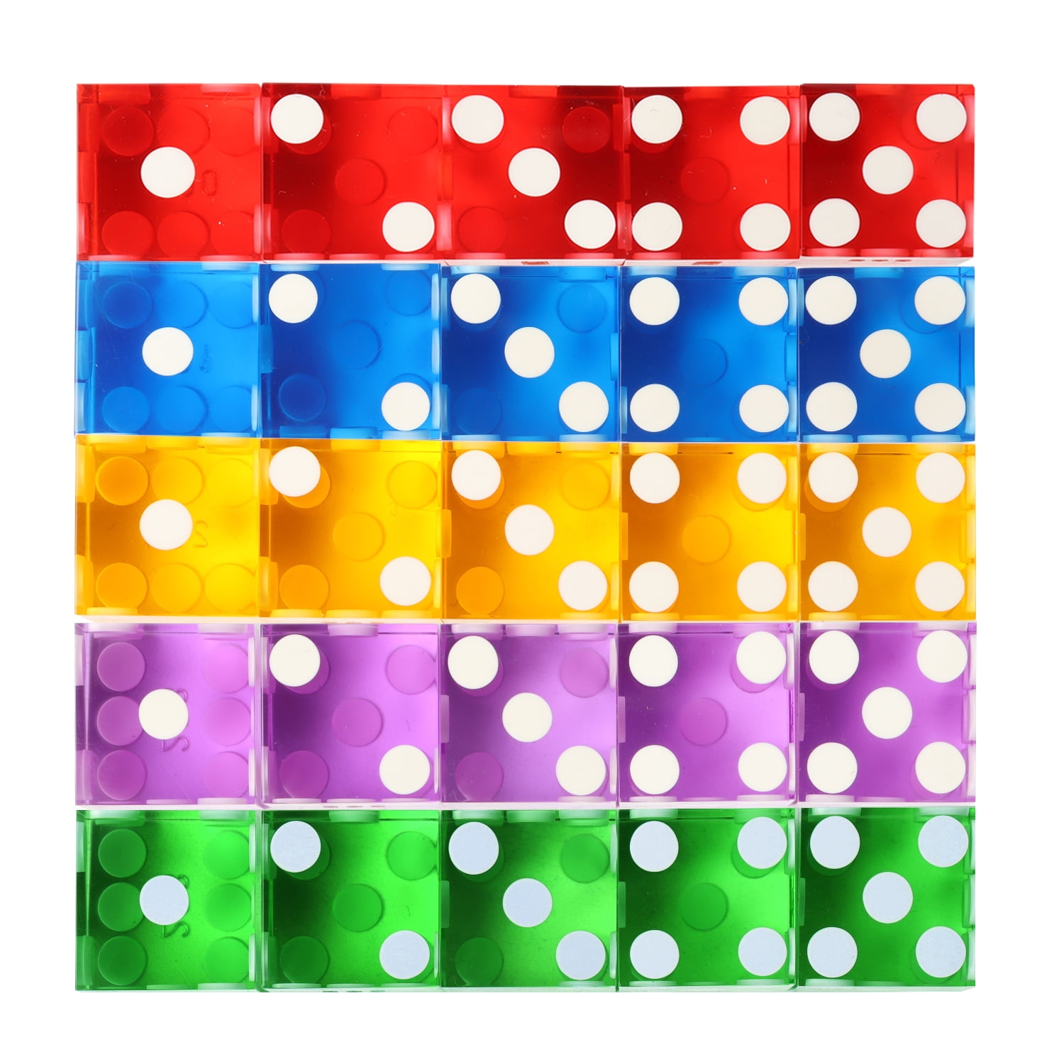 GSE Games & Sports Expert Casino Dice, Set of 25 19mm Vegas Casino Craps Dice for Dice Stacking, Yahtzee Dice Games, Other Dice Game - Multi Color