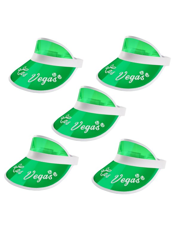 Casino Vegas Style Poker Dealer Visors Hats, Beach Golf Hats, Men/Women Clear Sun Visor Hats for Las Vegas Game Nights (5-Pack)
