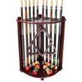 thumbnail image 1 of GSE Games & Sports Expert Corner Style Floor Stand Billiard Pool Cue Rack with Score Counters. Holds 10 Cue Sticks, 2 Ball Racks,16 Pool Balls - Mahogany, 1 of 8