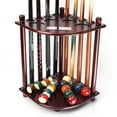 thumbnail image 1 of GSE Games & Sports Expert Corner-Style Floor Stand Billiard Pool Cue Racks with Score Counters. Holds 8 Pool Cue Sticks, 2 Pool Ball Racks, 16 Pool Balls - Mahogany, 1 of 8