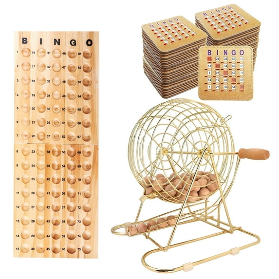 GSE Games & Sports Expert Deluxe Bingo Game Set with Large Brass Bingo Cage, 200 Shutter Slide Bingo Cards, Bingo Master Board, Calling Balls for Large Groups, Parties, Bingo Hall, Game Night