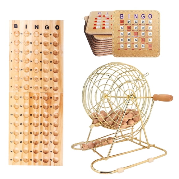 GSE Games & Sports Expert Deluxe Bingo Game Set with Large Brass Bingo Cage, 25 Shutter Slide Bingo Cards, Bingo Master Board, Calling Balls for Large Groups, Parties, Bingo Hall, Game Night