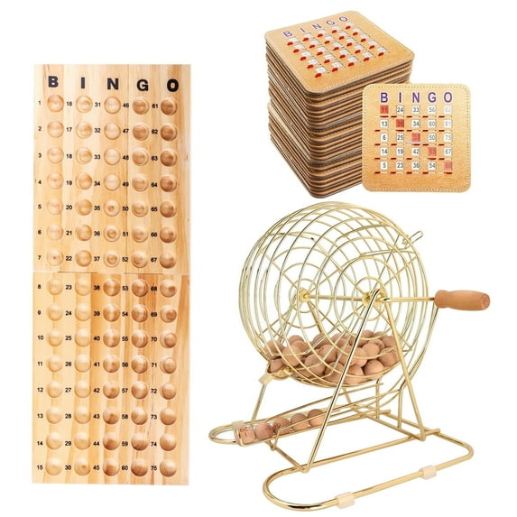 GSE Games & Sports Expert Deluxe Bingo Game Set with Large Brass Bingo Cage, 50 Shutter Slide Bingo Cards, Bingo Master Board, Calling Balls for Large Groups, Parties, Bingo Hall, Game Night