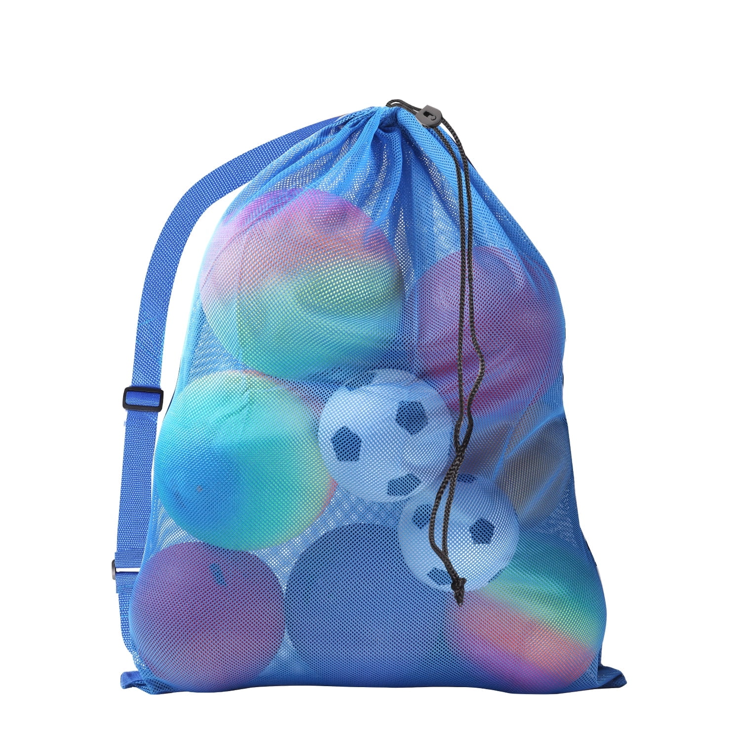 GSE Games & Sports Expert Extra-Large Mesh Drawstring Sports Equipment Duffel Shoulder Bag - Blue