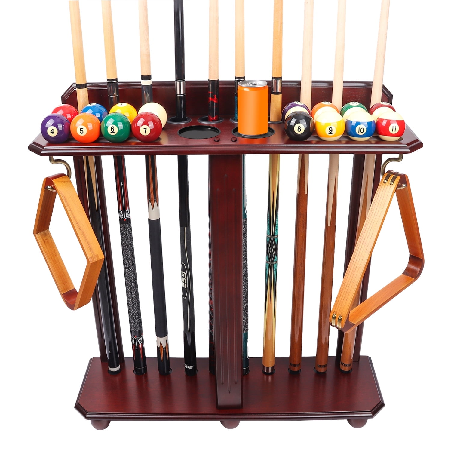 Mahogany Solid Wood Billiard Pool Cue Floor Stand Rack