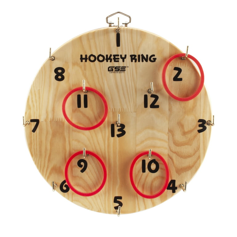 GSE Games & Sports Expert Hookey Style Hook and Ring Toss Game. Wall Mount  Ring Hook Ring Game for Outdoor/Indoor Family Fun Party Game