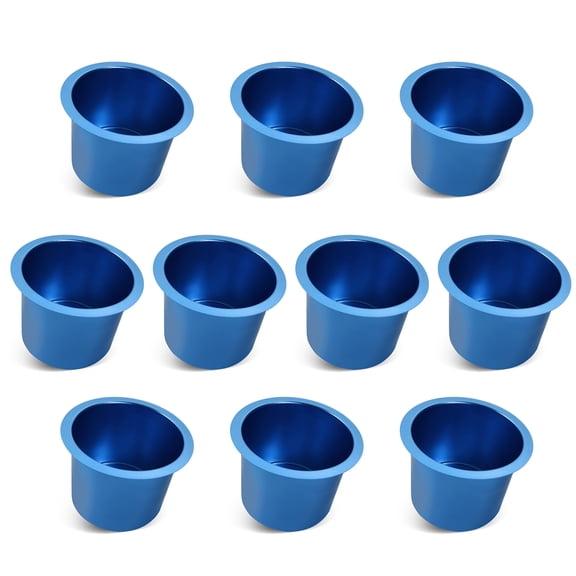 GSE Games & Sports Expert Jumbo Aluminum Cup Holder, Drop-in Drink Table Cup Carries for Casino Poker Table, Boat, RV Car, Truck (Blue - 10 Pack)
