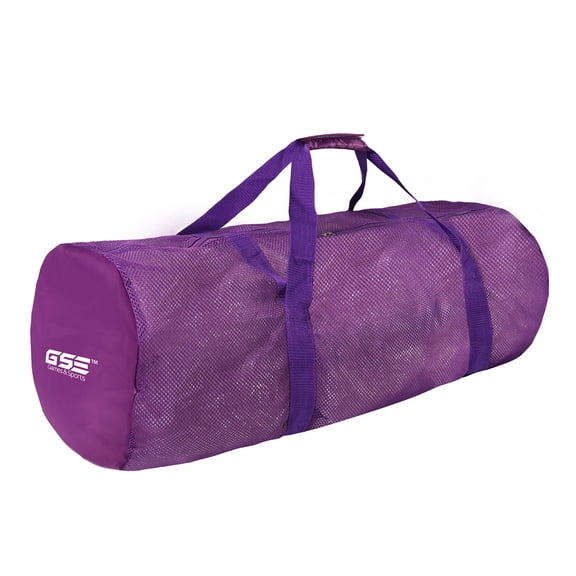 GSE Games & Sports Expert Large Mesh Duffel Bag with Zipper. Sport Equipment Scuba Bag for Sport Balls, Team Practice, Swimming Gear, Diving, Rafting, Water Sports - Purple