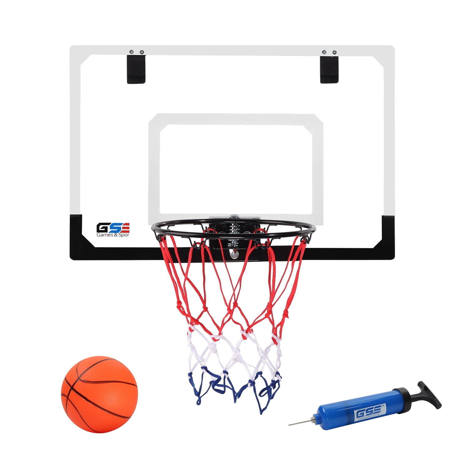GSE Games & Sports Expert Over-The-Door Mini Basketball Hoop Set with Basketball & Pump, Wall-Mounted Basketball Hoop Set for Home & Office, Indoor Basketball Game