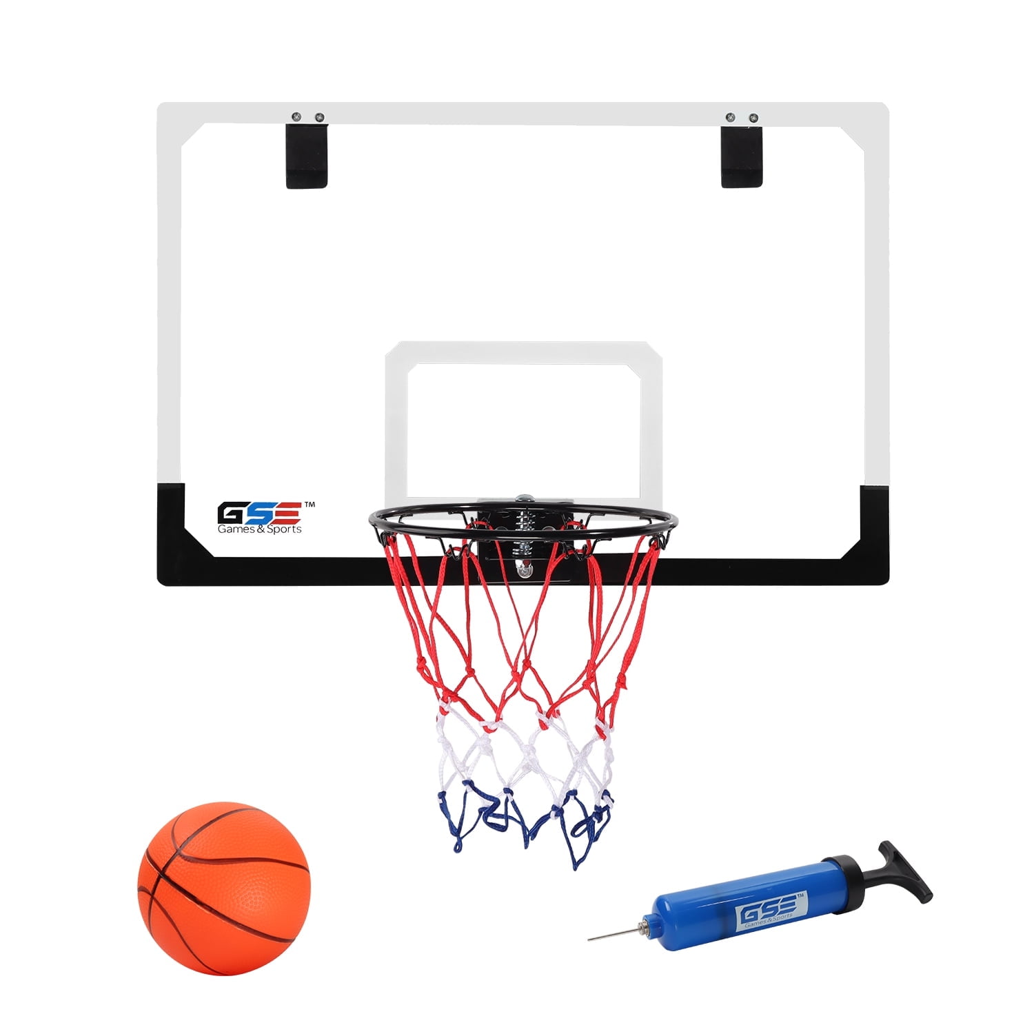 GSE Games & Sports Expert Over-The-Door Large Basketball Hoop Set with Basketball & Pump, Wall-Mounted Basketball Hoop Set for Home & Office, Indoor Basketball Game