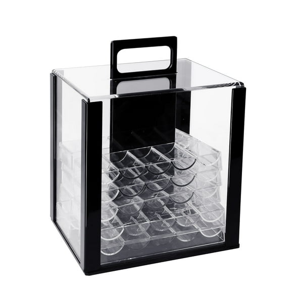 GSE Games & Sports Expert Poker Chip Cases, Casino Grade Acrylic Poker Chips Holder with 10 Poker Chip Trays for Any Thickness Chips (Holds 1000 pieces)
