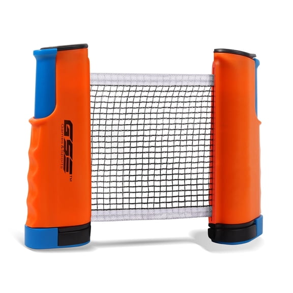 GSE Games & Sports Expert Portable Retractable Table Tennis Net Set, 74" Long, PE Material, Orange