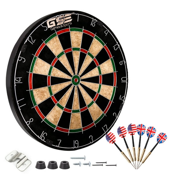GSE Games & Sports Expert Professional 18" Self-healing Sisal Bristle Fibers Dartboards Game Set with 6 Steel Tip Darts for Target Bullseye Game Indoor Game (Dartboards with Darts)